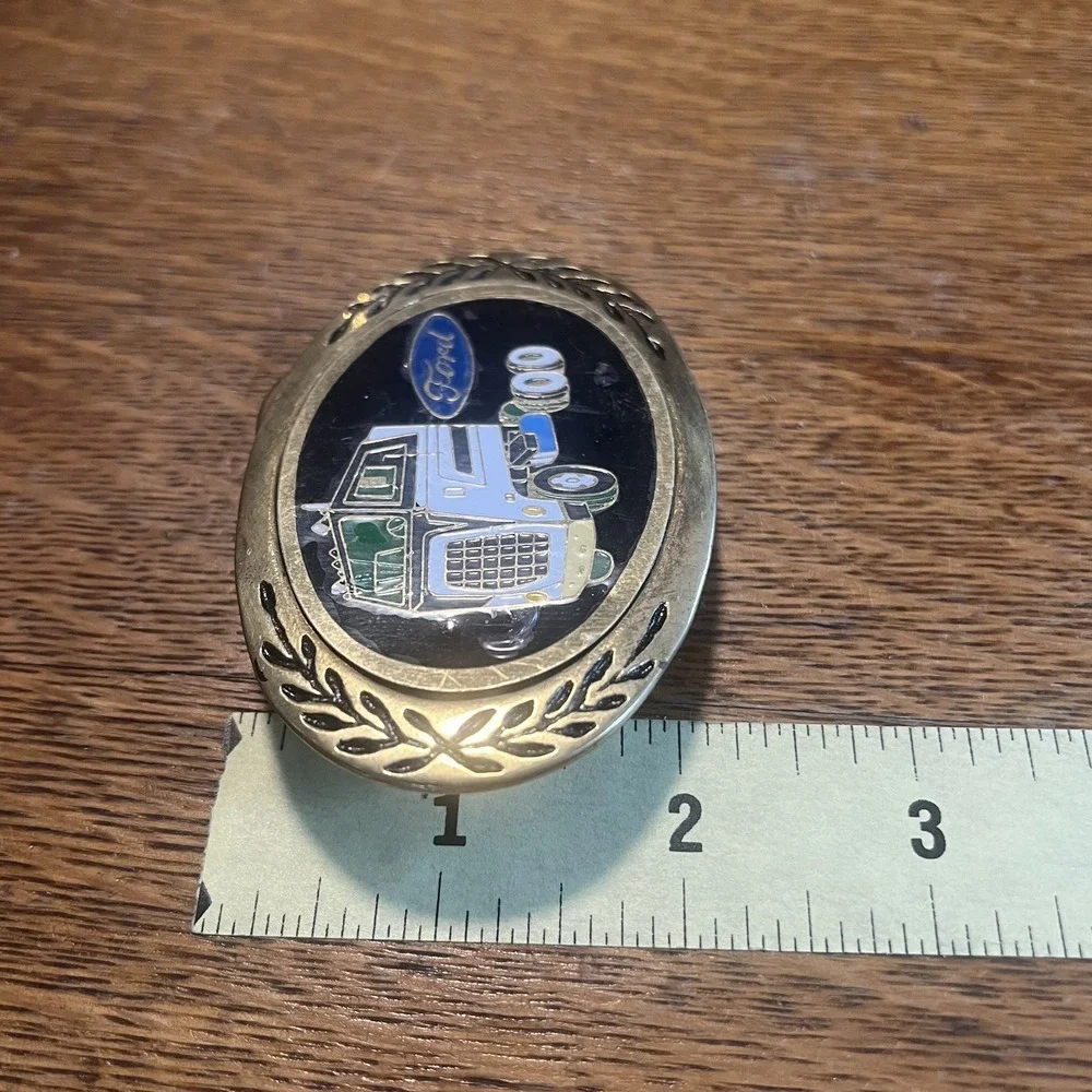 Vintage 1980s Ford Cab Over Truck Advertisement Belt Buckle Solid Brass B13